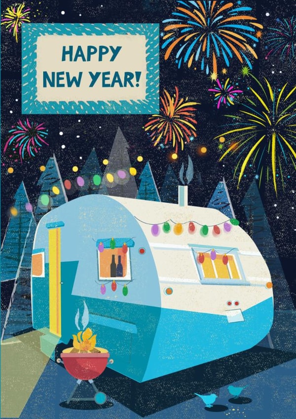 Classic New Year Card - Caravan - Fireworks created by Rocket68