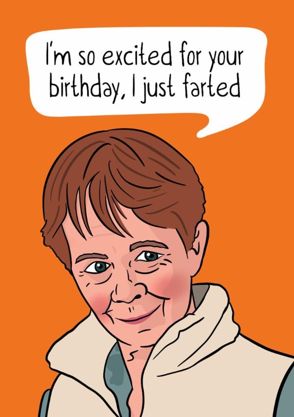 Funny Birthday Card - Celia Imrie Fart - Celebrity Traitors created by Woody's Design
