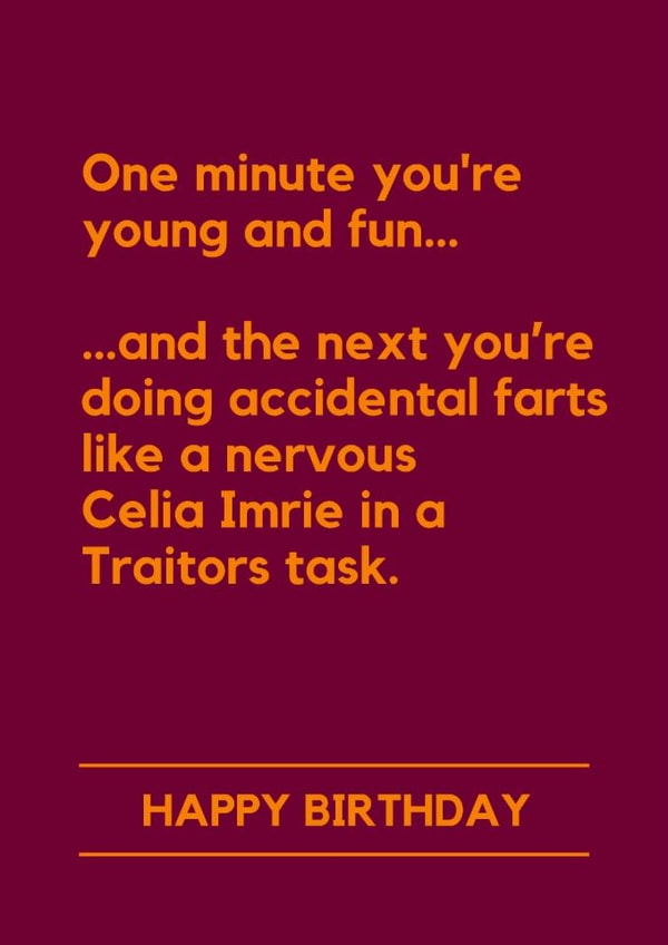 Funny Birthday Card - Celia Imrie - The Traitors created by Making Lemonade