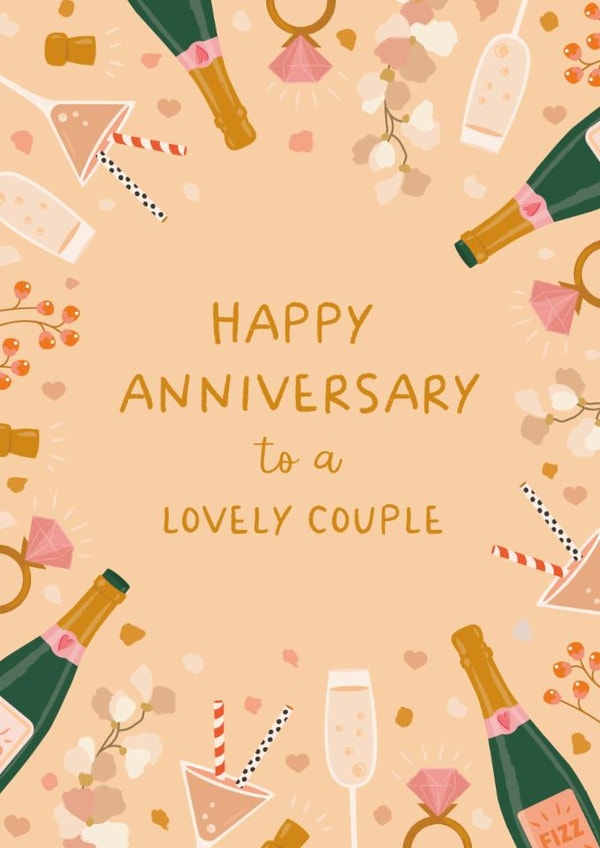 Classic Anniversary Card - Lovely Couple - Champagne created by The Pattern Press