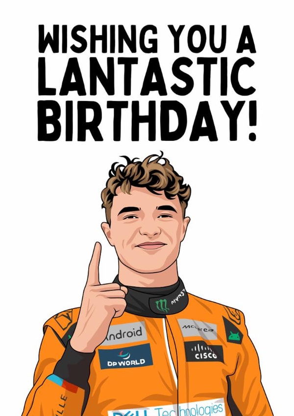 Funny Birthday Card - Lando Norris - F1 created by Sundiva Designs