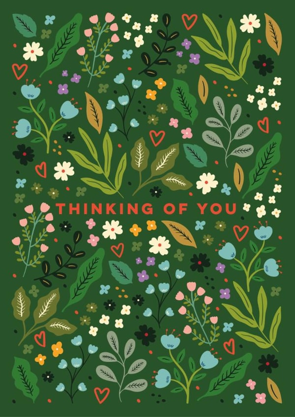 Pretty Thinking Of You Card - Wildflower Meadow - Hearts created by Eli the Goat