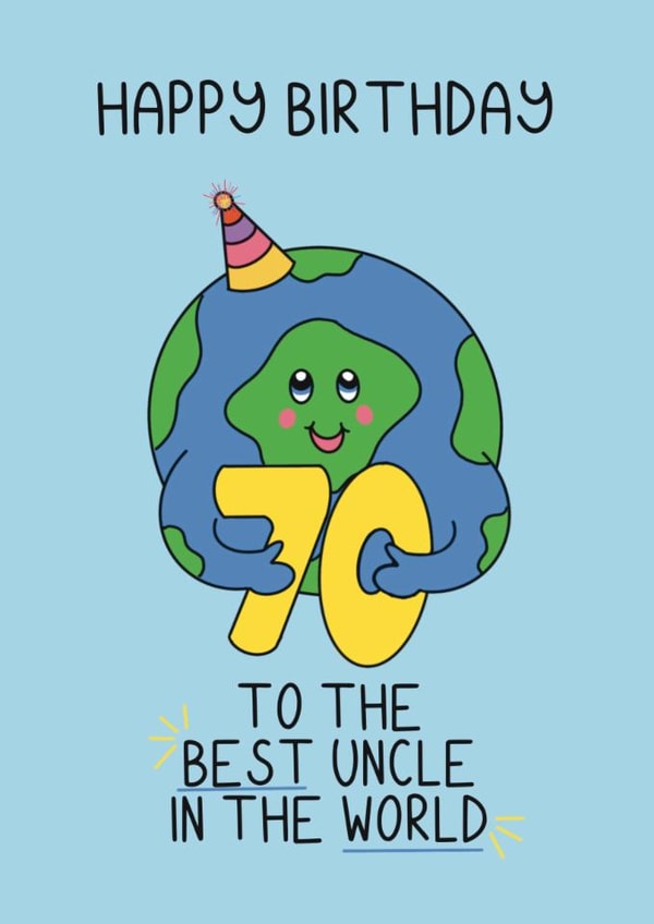Cute Birthday Card - 70th - Best Uncle created by Schnauzer Scribbles