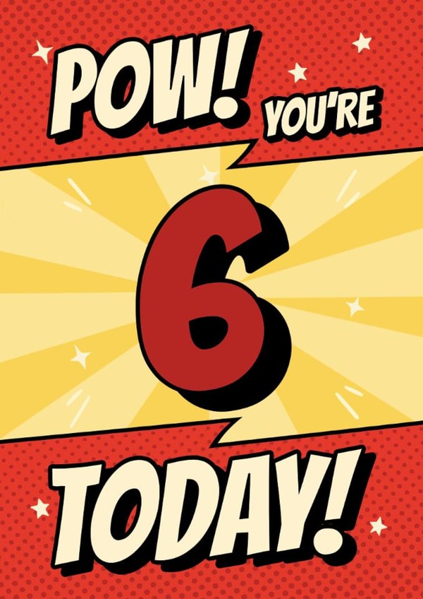 Classic Birthday Card - 6th - Comic - Pow! created by @Cupsie's Creations