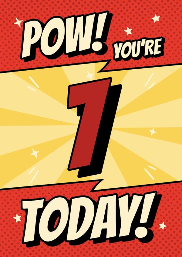 Classic Birthday Card - 7th - Comic - Pow! created by @Cupsie's Creations