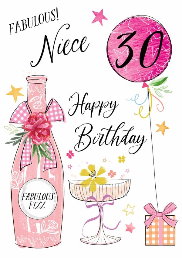 Traditional Birthday Card - 30th - Fabulous Niece created by Katie Phythian Design