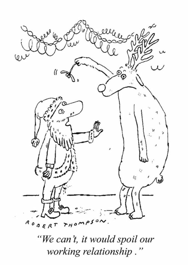 Funny Christmas Card - Santa And Reindeer - Mistletoe created by Punch Limited