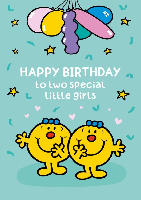 Cute Birthday Card - For Twins - Little Miss Twins - Mr. Men created by Mr. Men