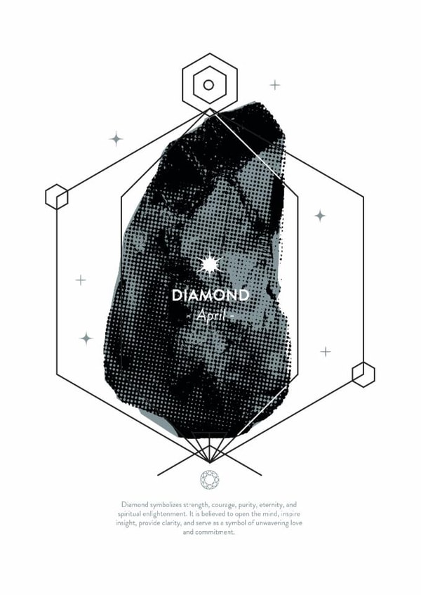 Shine Bright: Celebrate Your April with Diamond - birthstone greetings card created by @theoddprint