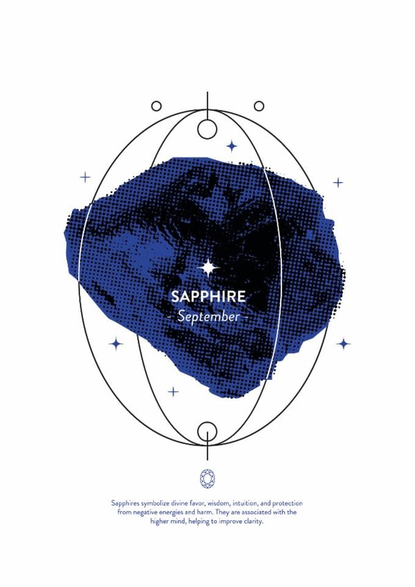 Radiant in Sapphire: Celebrate Your September Sparkle - Birthstone card created by @theoddprint