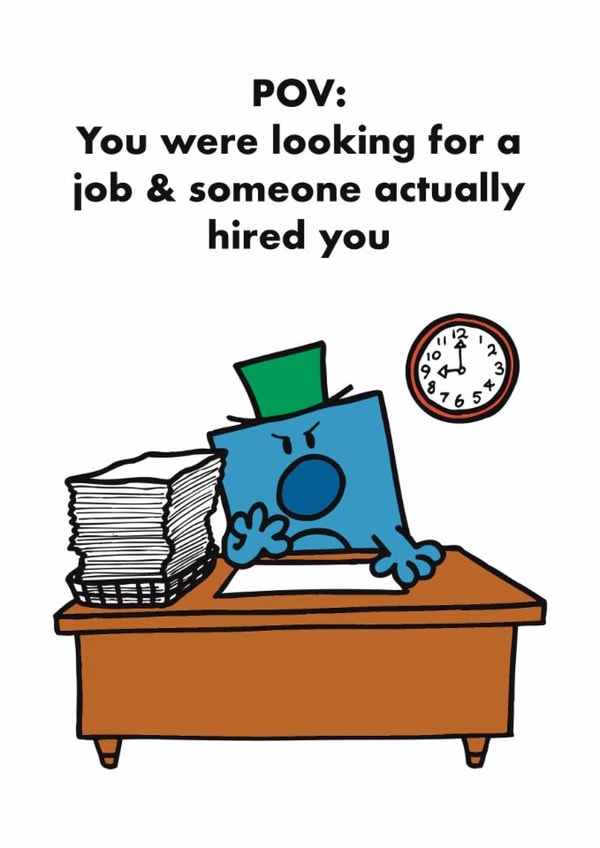 Funny New Job Card - Mr. Grumpy - Mr. Men created by Mr. Men