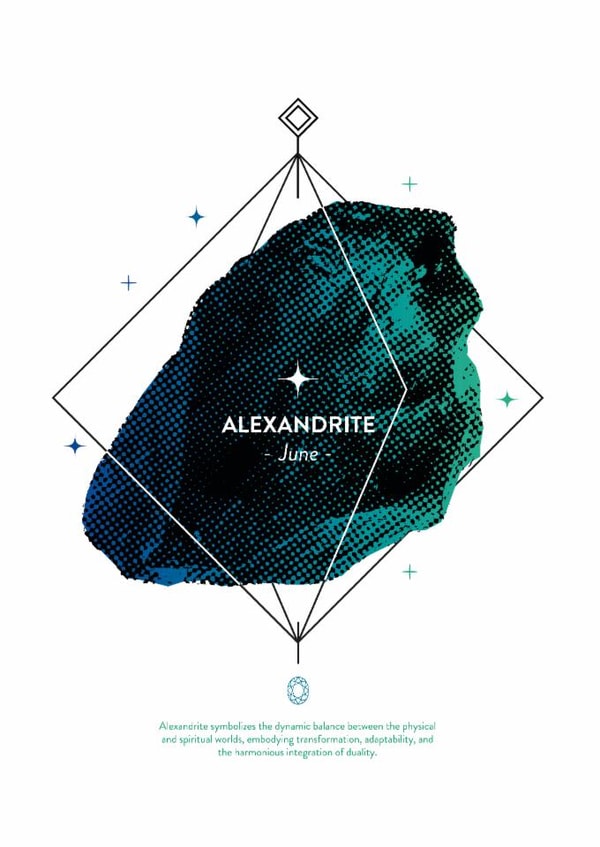 Born to Shine: June’s Alexandrite Gem - birthstone greetings card created by @theoddprint