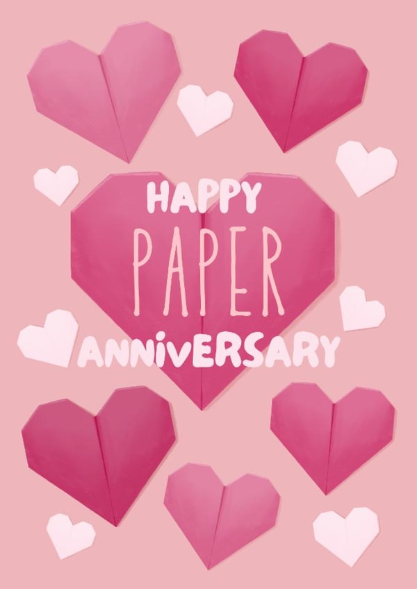 Cute Anniversary Card - 1st - Paper Hearts created by Sian Moore Illustration