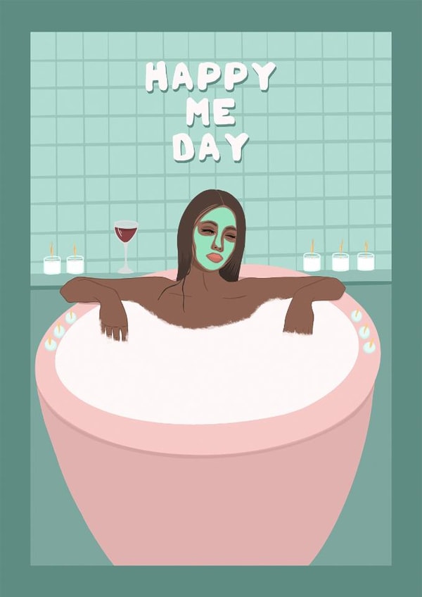 Fun Birthday Card - Happy Me Day - Relaxing In Bath created by Suzanne Taktak