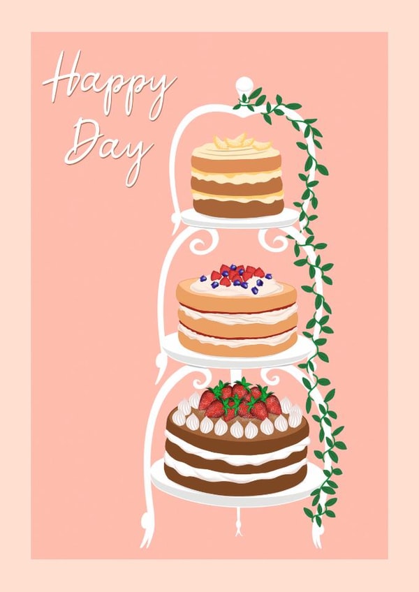 Classic Wedding Card - Cakes - Happy Day created by Suzanne Taktak