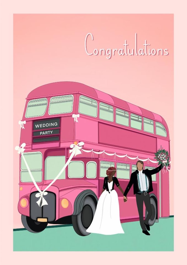 Fun Wedding Card - Wedding Party Bus - Bride & Groom created by Suzanne Taktak
