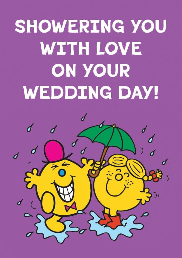 Cute Wedding Card - Showering You With Love - Mr. Men created by Mr. Men