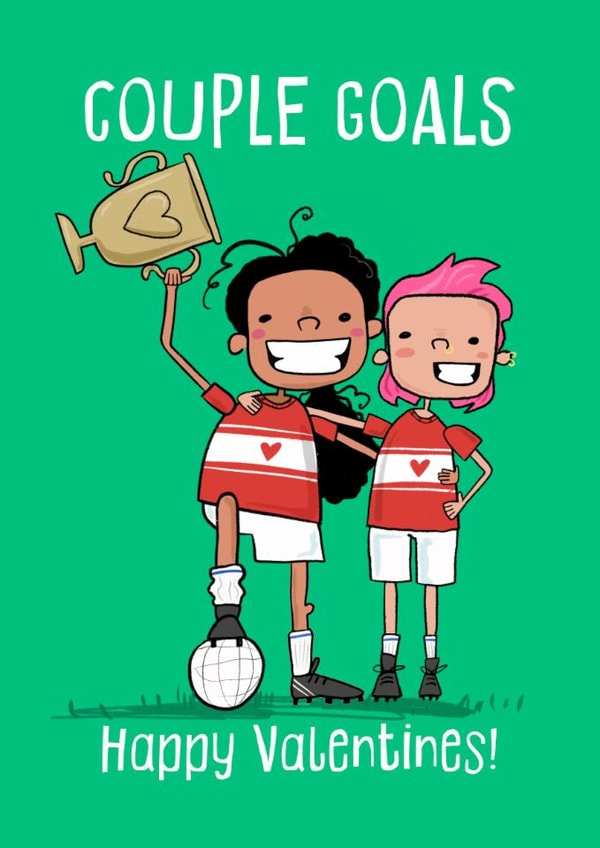 Cute Valentine's Day Card - Couple Goals - Football - LGBTQ+ created by Running with Scissors