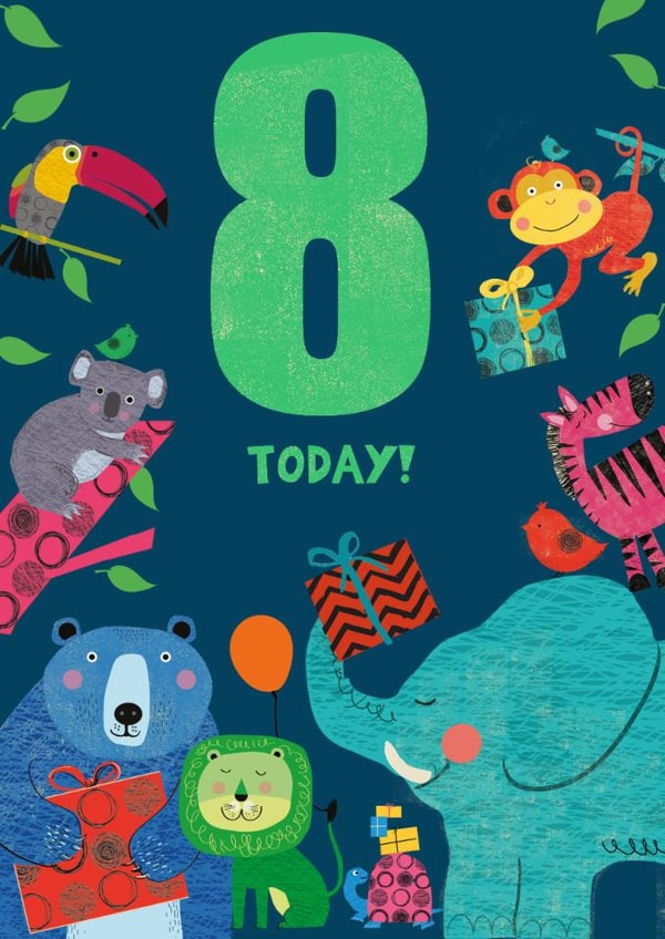 Cute 8th Birthday Card - Animals created by Rocket68