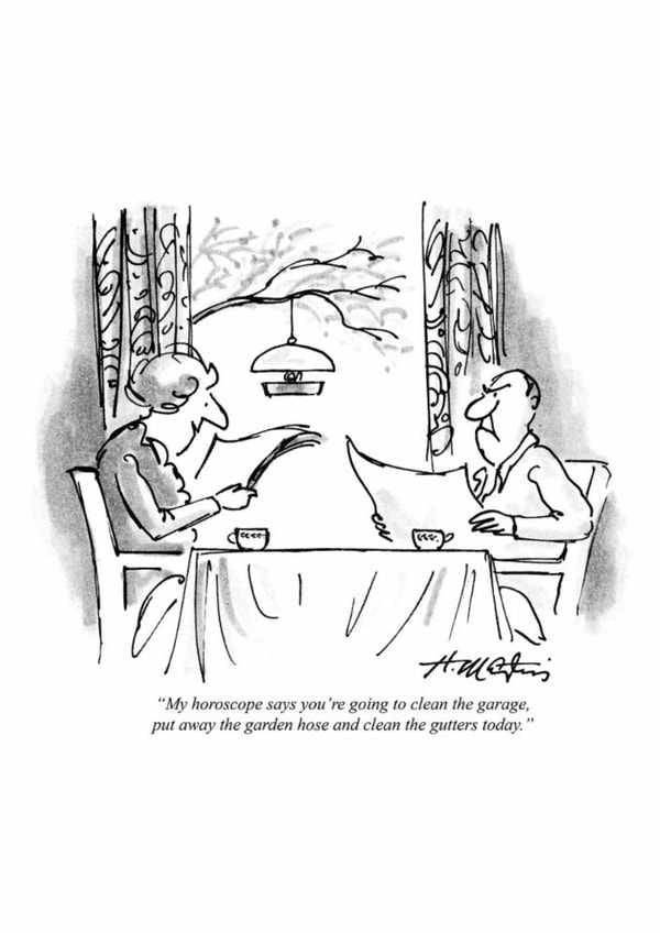 Funny Anniversary/Valentine's Day Card - Your Horoscope Says You’re Doing the Chores created by Punch Limited