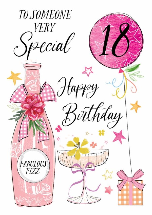 Traditional 18th Birthday Card - For Her - Fabulous Fizz created by Katie Phythian Design