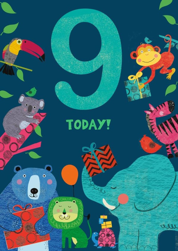 Cute 9th Birthday Card - Animals - For Him created by Rocket68