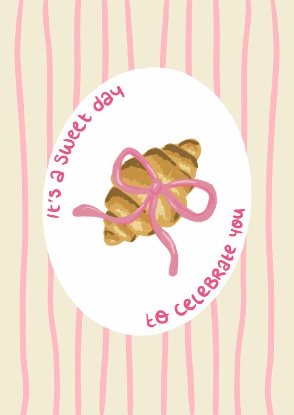 Cute celebration card - croissant with bow created by Danii Doodles