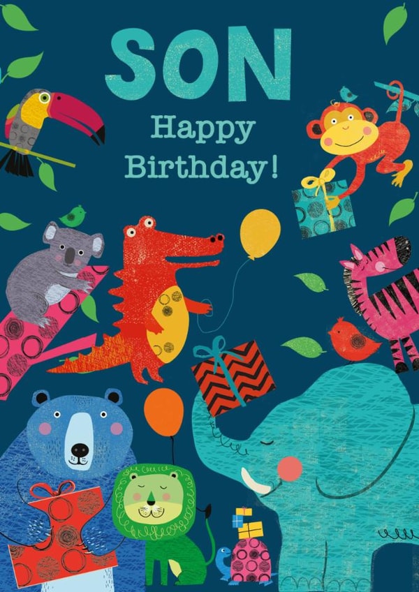 Cute Birthday Card - For Son - Animals created by Rocket68