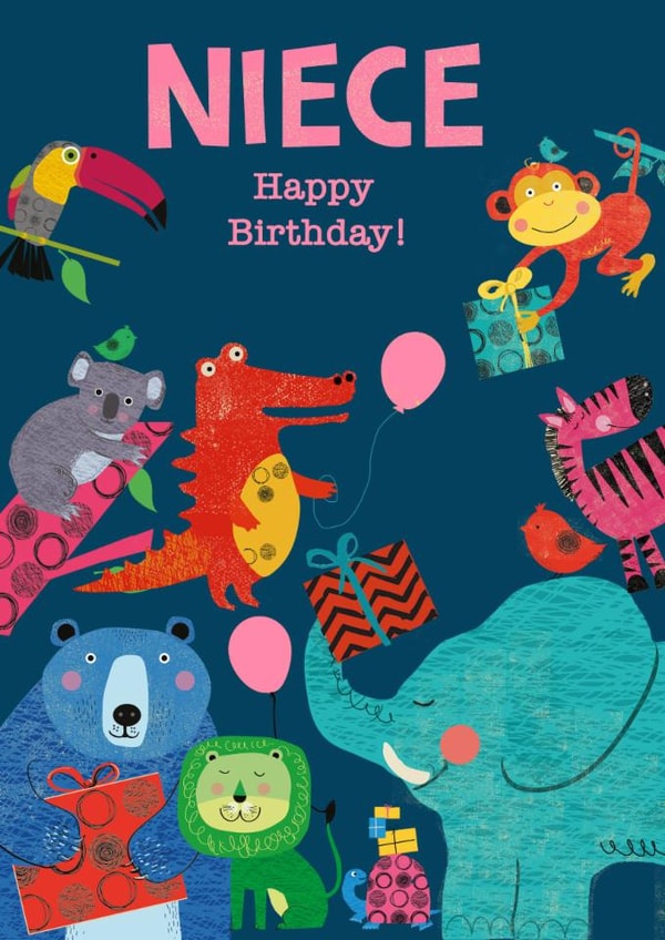 Cute Birthday Card - For Niece - Animals created by Rocket68