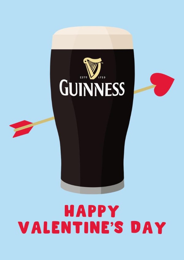 Fun Valentine's Day Card - Guinness Love Arrow - For Him created by Pink Peach Cards