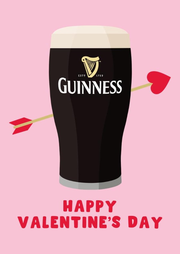 Fun Valentine's Day Card - Guinness Love Arrow - For Her created by Pink Peach Cards