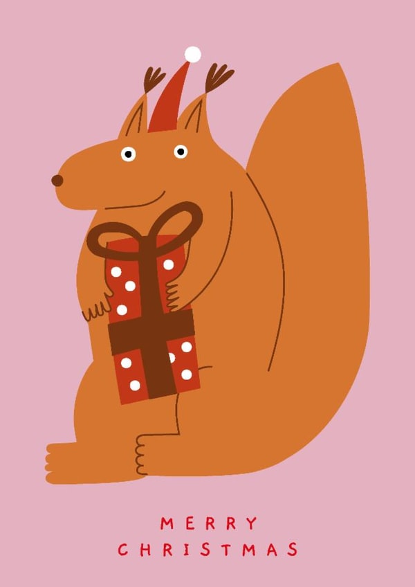 Cute Squirrel Christmas Card – Funny Festive Animal Card for Friend or Mum created by Liina Lember