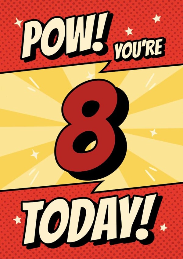 Classic 8th Birthday Card - For Him - Comic - Pow! created by @Cupsie's Creations