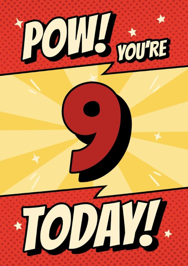 Classic 9th Birthday Card - For Him - Comic - Pow! created by @Cupsie's Creations