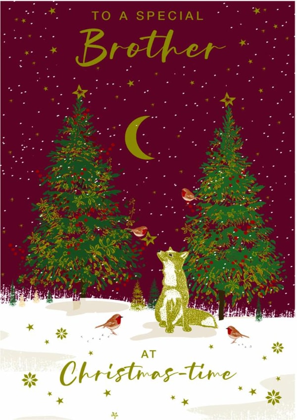 Traditional Christmas Card - For Brother - Fox created by Nigel Quiney