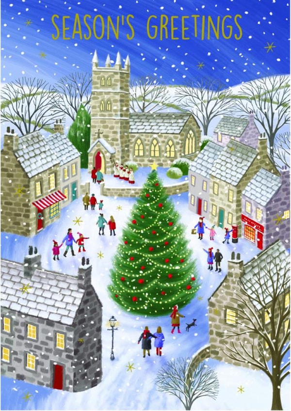 Traditional Christmas Card - Snowy Cottages - Season's Greetings created by Nigel Quiney