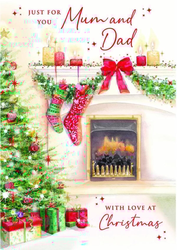 Traditional Christmas Card - For Parents - Cosy Fireplace created by Nigel Quiney