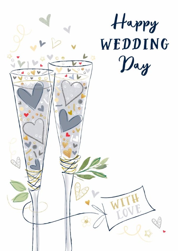 Classic Wedding Card - Happy Wedding Day - Glasses created by Katie Phythian Design