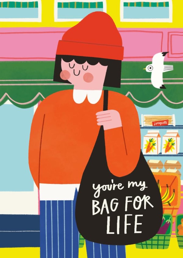 Cute Valentine's Day/Anniversary Card - You're My Bag For Life created by AbiGoLucky