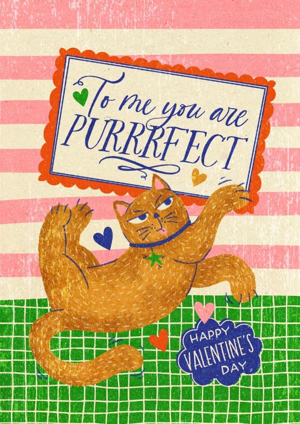 Cute Valentine's Day Card - Cat - Purrrfect Pun created by Atwood & Atwood