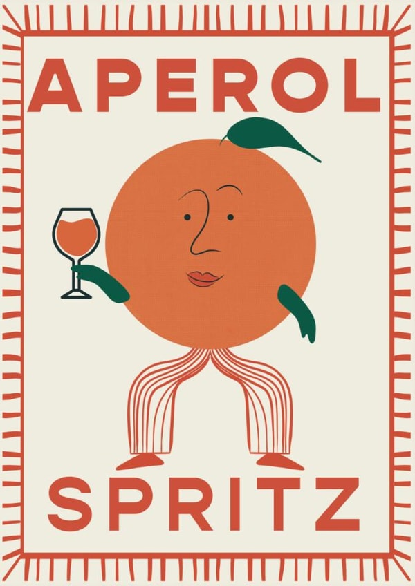 Arty Birthday Card - Aperol Spritz - Orange created by Little Egret Design