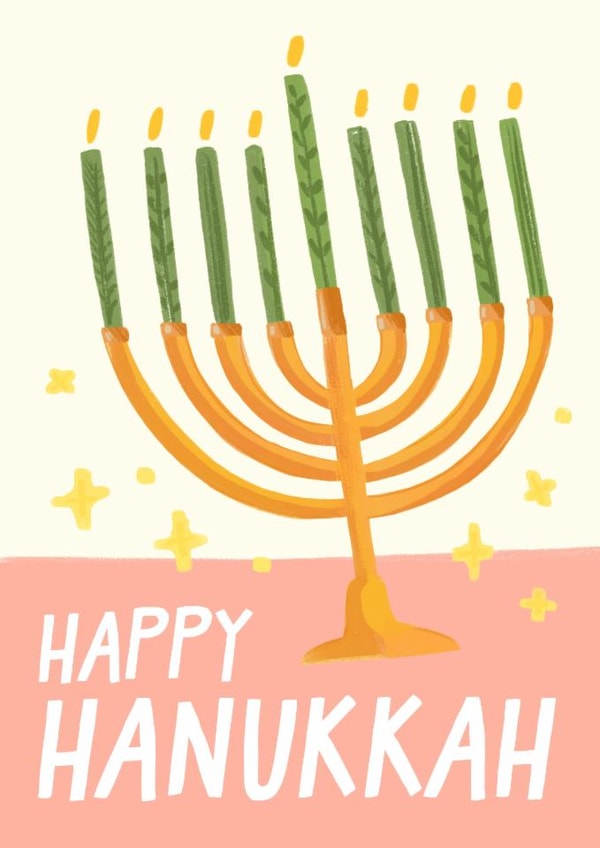 Happy Hanukkah Card - Bright Pretty - Menorah created by URGHH Card Co.