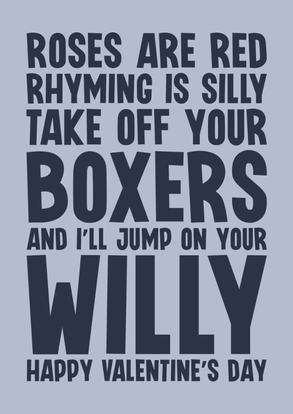 Rude Valentine's Day Card - Undies - Willy created by Blind Faith