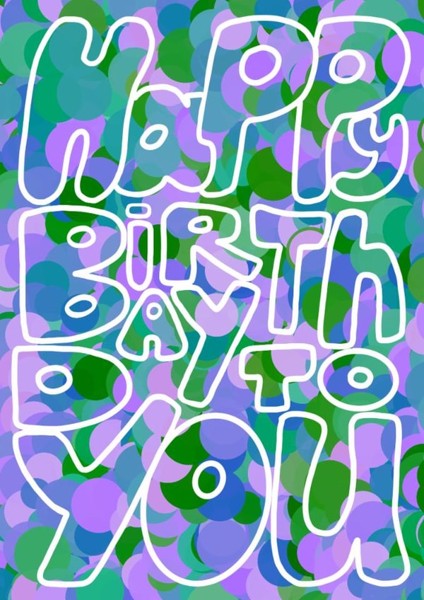 A funny minimalist birthday card with a letter and balls. created by Alenkeit 