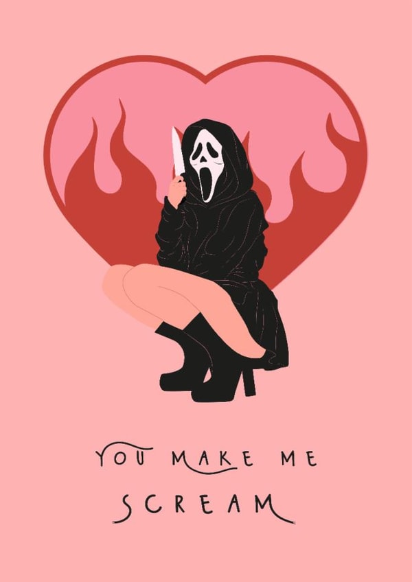 Fun Valentine's Day/Anniversary Card - You Make Me Scream - For Him created by Sad Girl Illustration