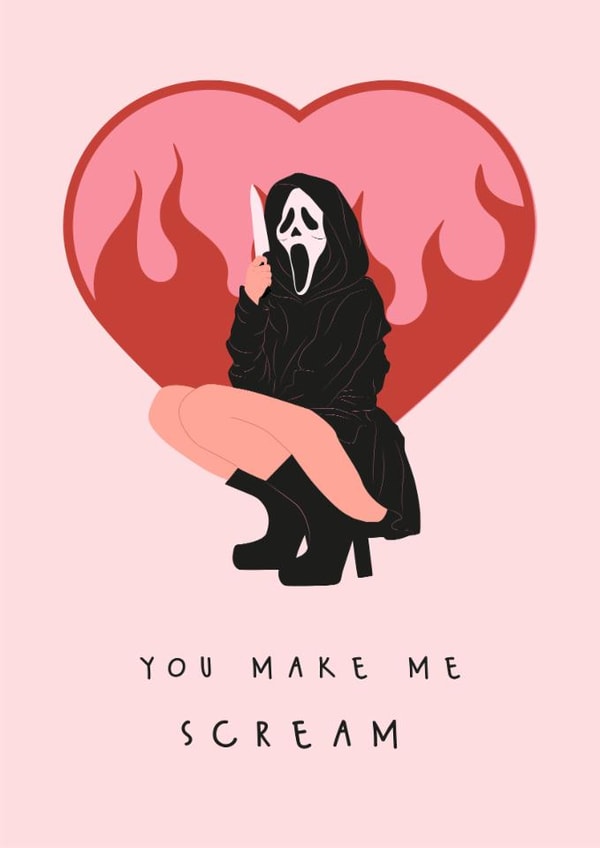 Fun Valentine's Day/Anniversary Card - You Make Me Scream - For Him created by Sad Girl Illustration