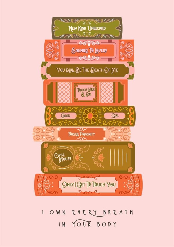 Classic Valentine's Day Card - Spicy BookTok - Haunting Adeline Book Stack created by Sad Girl Illustration