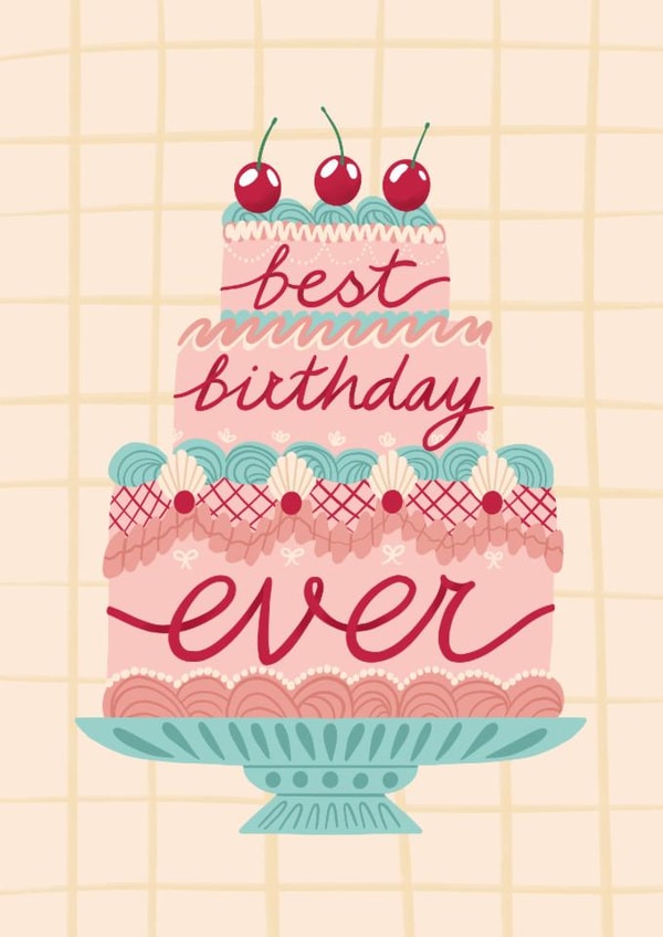 Classic Birthday Card - For Her - Cherry Cake created by Jessie Maeve Studio