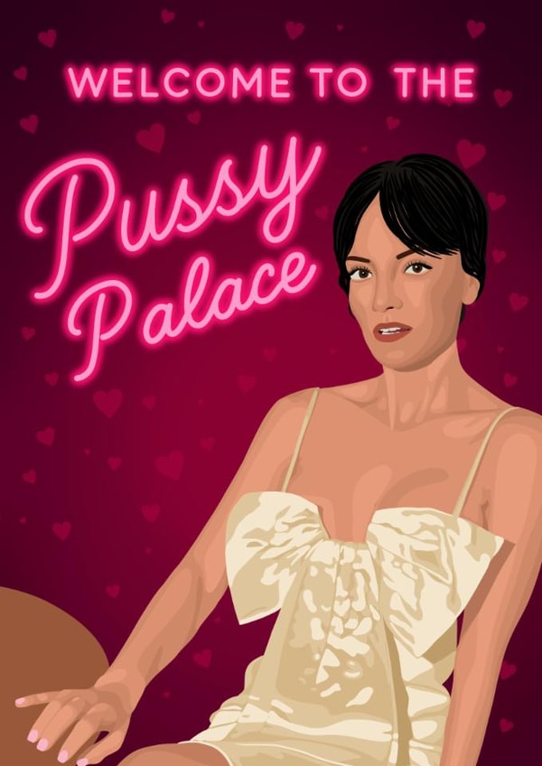 Funny Birthday/Anniversary Card - Pussy Palace - Lily Allen created by Pink Peach Cards