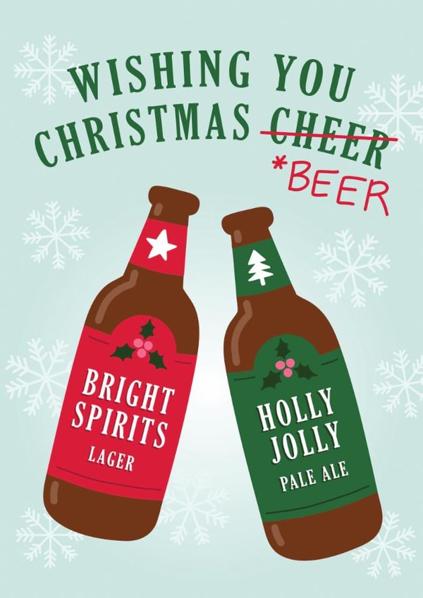 Funny Christmas Card - Wishing You Christmas Beer created by Design Minds Boutique
